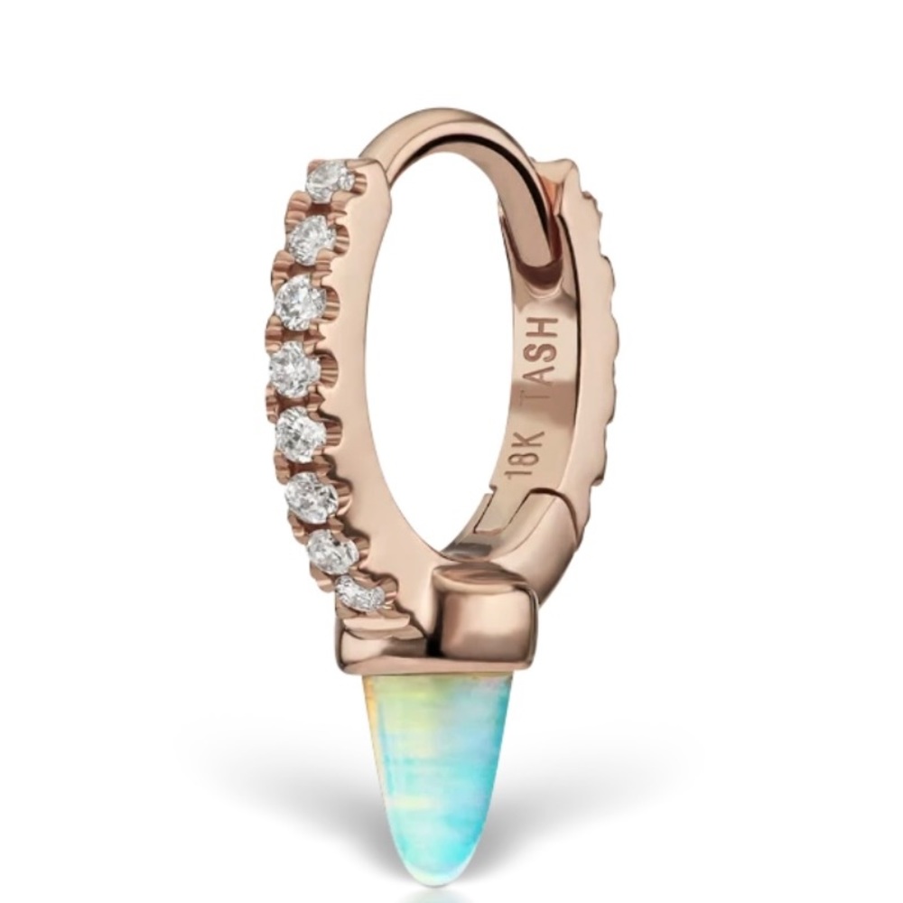 Maria Tash Short Opal Spike Diamond Eternity Hoops